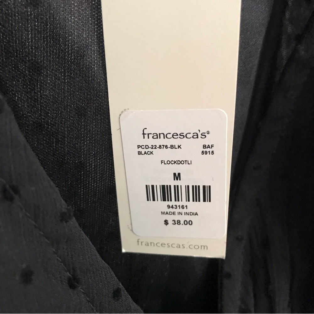 Francesca’s Mi Ami Swiss Dot Black Sheer Peplum Blouse - Picture 7 of 7